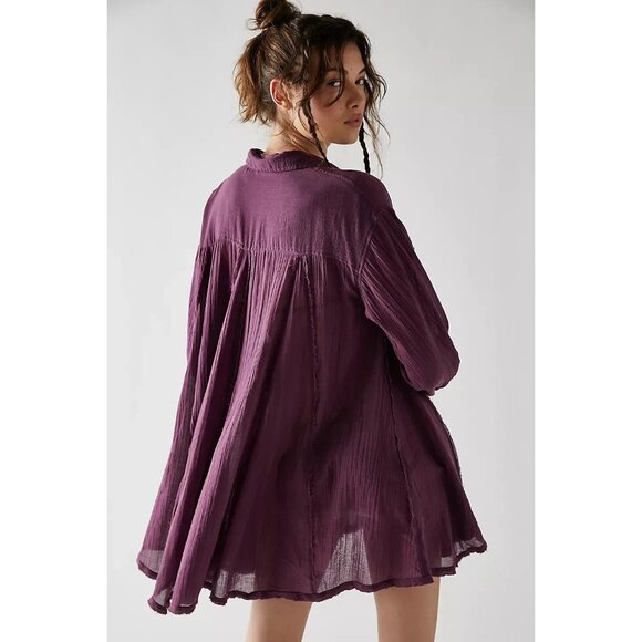 Free People Splice Up Tunic Mini Shirt Dress Cotton XS - Picture 3 of 5